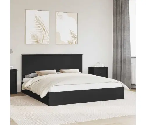 Gultas Rāmis Ar Atvilktni Melna 200 X 200 Cm Inženierijas Koks Vidaxl