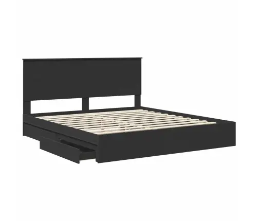 Gultas Rāmis Ar Atvilktni Melna 200 X 200 Cm Inženierijas Koks Vidaxl