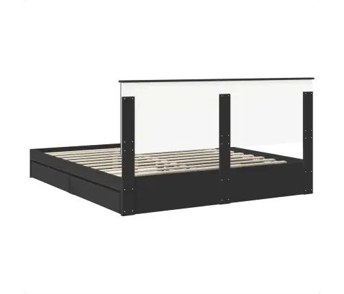 Gultas Rāmis Ar Atvilktni Melna 200 X 200 Cm Inženierijas Koks Vidaxl