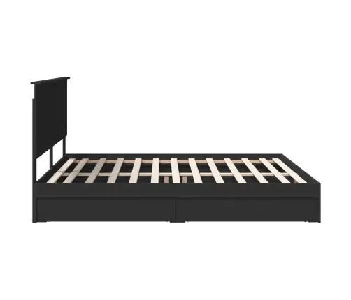 Gultas Rāmis Ar Atvilktni Melna 200 X 200 Cm Inženierijas Koks Vidaxl