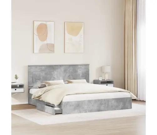 Laos Voodi Peaga Sahtliga Betoonhall 200 X 200 Cm Tehispuit