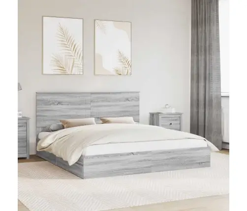 Saugos Lova Pilkas Sonoma 200 X 200 Cm Apdirbta Mediena