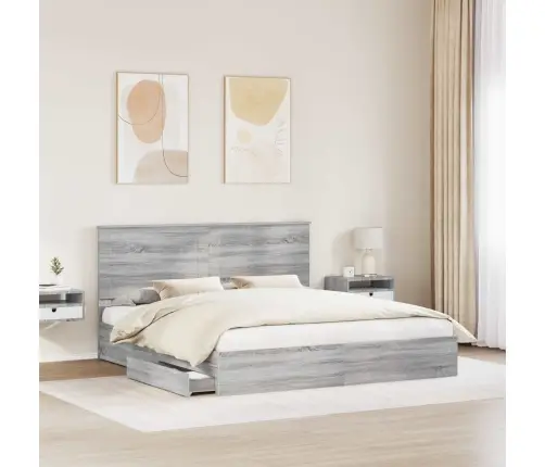 Saugos Lova Pilkas Sonoma 200 X 200 Cm Apdirbta Mediena