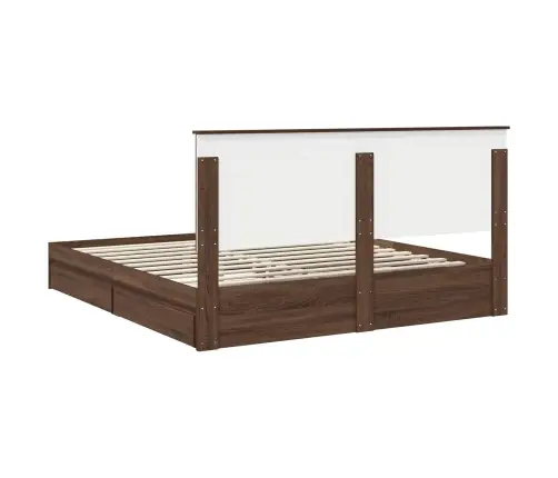 Gultas Rāmis Brūns Ozols 200 X 200 Cm Inženierijas Koks Vidaxl