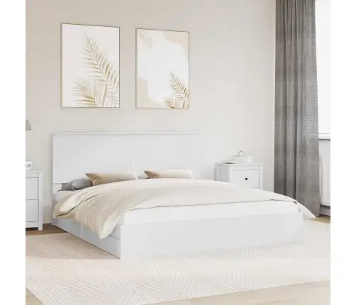 Saugos Lova Su Galvūgalio Balta 180 X 200 Cm Apdirbta Mediena