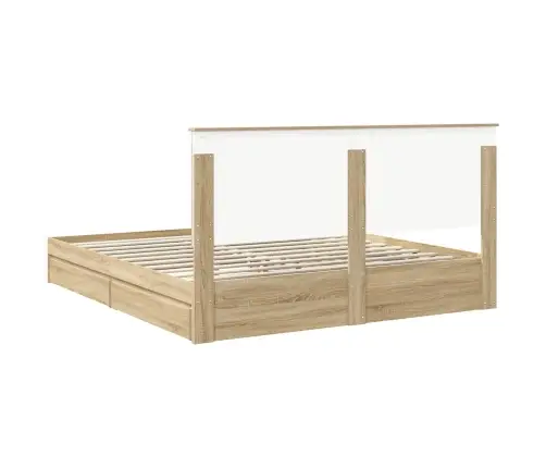 Gultas Rāmis Ar Atvilktni Ar Galvas Klāju Inženierijas Koks Vidaxl