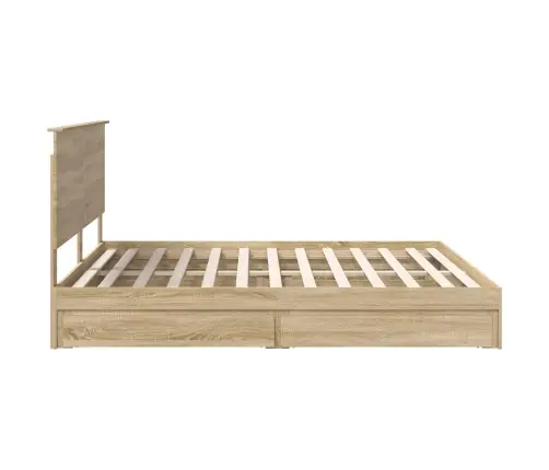 Gultas Rāmis Ar Atvilktni Ar Galvas Klāju Inženierijas Koks Vidaxl