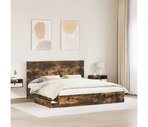 Gultas Rāmis Ar Atvilktni Ar Galvas Klāju Inženierijas Koks Vidaxl