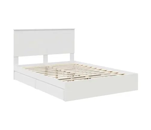 Gultas Rāmis Ar Atvilktni Balts 150 X 200 Cm Inženierijas Koks Vidaxl