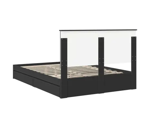 Laos Voodi Peaga Sahtliga Must 150 X 200 Cm Tehispuit