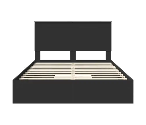 Laos Voodi Peaga Sahtliga Must 150 X 200 Cm Tehispuit