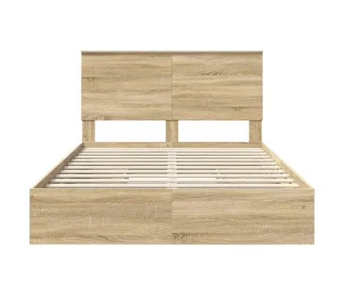 Gultas Rāmis Sonoma Ozols 150 X 200 Cm Inženierijas Koks Vidaxl