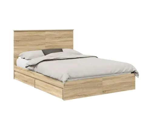 Glabāšanas Gulta Sonoma Ozols 140 X 190 Cm Inženierijas Koks Vidaxl