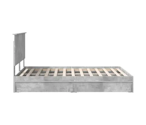 Gultas Rāmis Betona Pelēks 140 X 190 Cm Inženierijas Koks Vidaxl