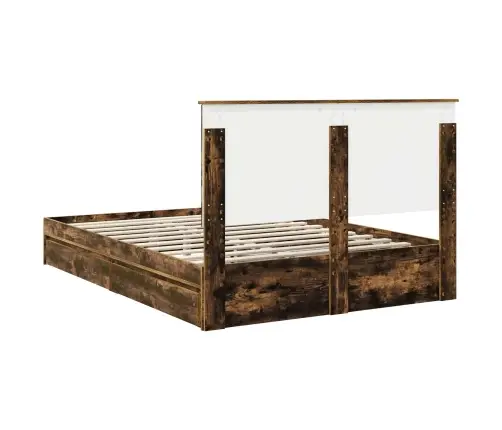 Laos Voodi Peaga Suitsetatud Tamm 140 X 190 Cm Tehispuit