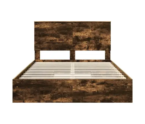 Laos Voodi Peaga Suitsetatud Tamm 140 X 190 Cm Tehispuit