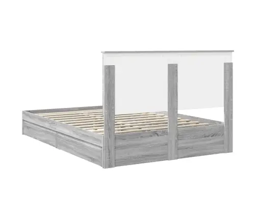 Gultas Rāmis Pelēks Sonoma 140 X 200 Cm Inženierijas Koks Vidaxl