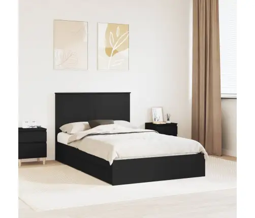 Gultas Rāmis Ar Atvilktni Melna 135 X 190 Cm Inženierijas Koks Vidaxl