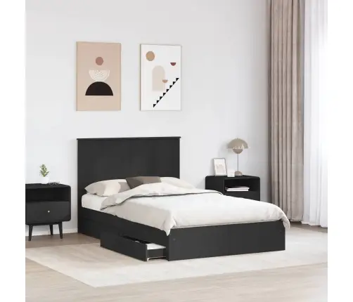 Gultas Rāmis Ar Atvilktni Melna 135 X 190 Cm Inženierijas Koks Vidaxl