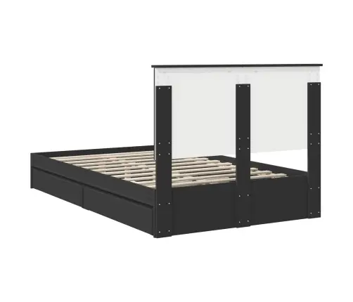Gultas Rāmis Ar Atvilktni Melna 135 X 190 Cm Inženierijas Koks Vidaxl