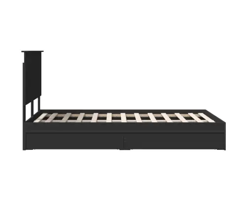 Gultas Rāmis Ar Atvilktni Melna 135 X 190 Cm Inženierijas Koks Vidaxl