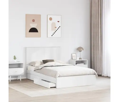 Gultas Rāmis Ar Atvilktni Balts 120 X 190 Cm Inženierijas Koks Vidaxl