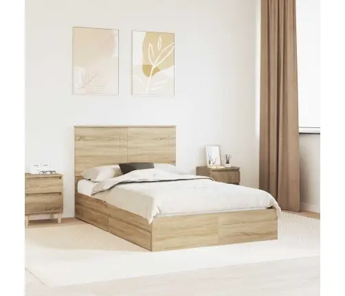 Glabāšanas Gulta Sonoma Ozols 120 X 200 Cm Inženierijas Koks Vidaxl