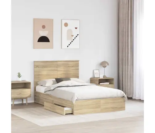 Glabāšanas Gulta Sonoma Ozols 120 X 200 Cm Inženierijas Koks Vidaxl