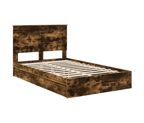 Gultas Rāmis Dūmaka Ozols 120 X 200 Cm Inženierijas Koks Vidaxl