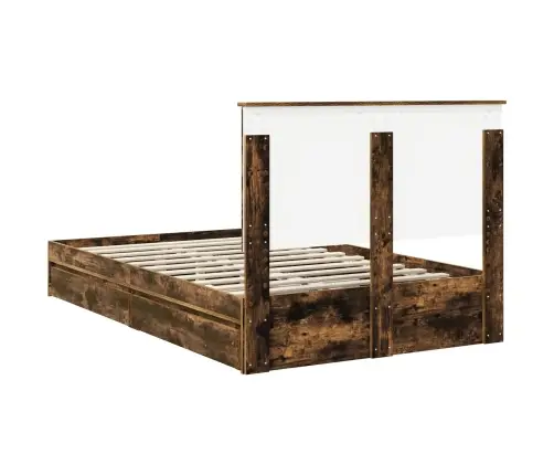 Gultas Rāmis Dūmaka Ozols 120 X 200 Cm Inženierijas Koks Vidaxl