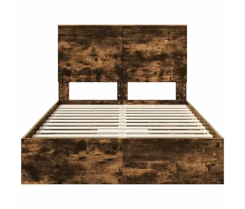 Gultas Rāmis Dūmaka Ozols 120 X 200 Cm Inženierijas Koks Vidaxl