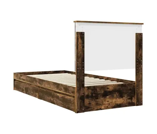 Gultas Rāmis Dūmaka Ozols 100 X 200 Cm Inženierijas Koks Vidaxl