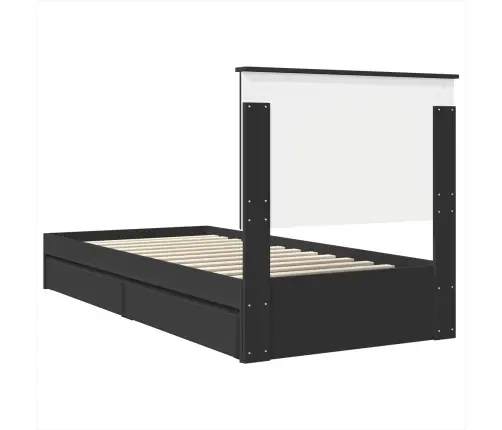 Gultas Rāmis Ar Atvilktni Melna 90 X 190 Cm Inženierijas Koks Vidaxl