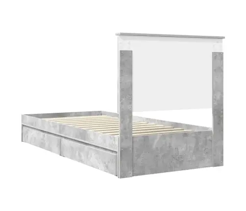 Laos Voodi Peaga Sahtliga Betoonhall 90 X 190 Cm Tehispuit