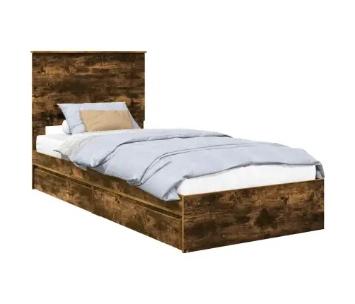 Saugos Lova Rūkyta Ąžuolas 90 X 190 Cm Apdirbta Mediena