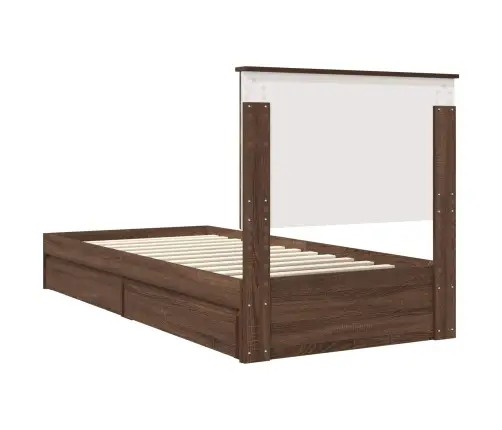 Gultas Rāmis Brūns Ozols 90 X 190 Cm Inženierijas Koks Vidaxl