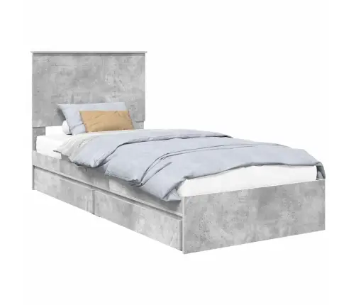 Gultas Rāmis Betona Pelēks 90 X 200 Cm Inženierijas Koks Vidaxl