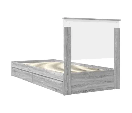 Gultas Rāmis Pelēks Sonoma 90 X 200 Cm Inženierijas Koks Vidaxl