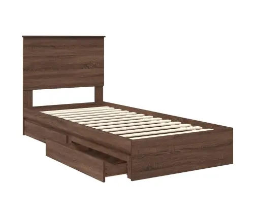 Gultas Rāmis Brūns Ozols 90 X 200 Cm Inženierijas Koks Vidaxl