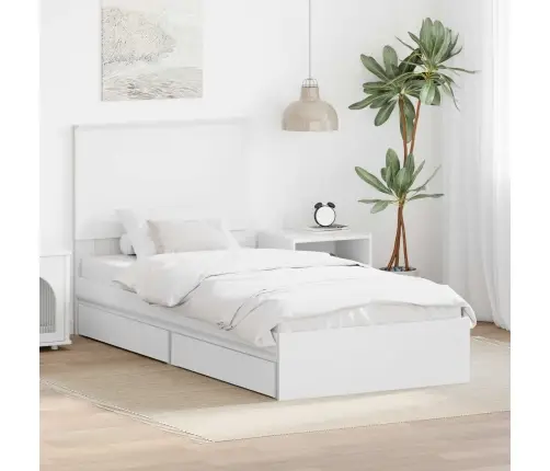 Gultas Rāmis Ar Atvilktni Balts 75 X 190 Cm Inženierijas Koks Vidaxl