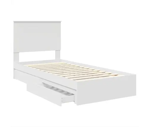 Gultas Rāmis Ar Atvilktni Balts 75 X 190 Cm Inženierijas Koks Vidaxl