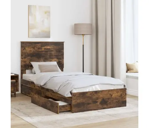 Gultas Rāmis Dūmaka Ozols 75 X 190 Cm Inženierijas Koks Vidaxl