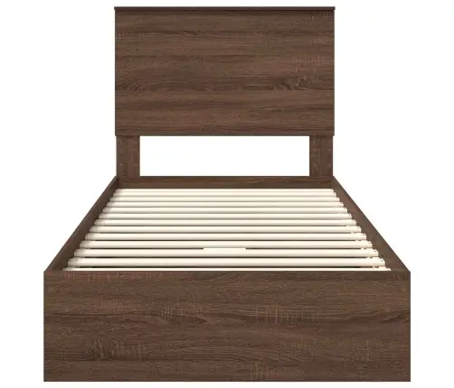 Gultas Rāmis Brūns Ozols 75 X 190 Cm Inženierijas Koks Vidaxl