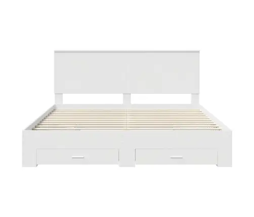 Lovos Rėmas Su Galvūgalio Balta 200 X 200 Cm Apdirbta Mediena