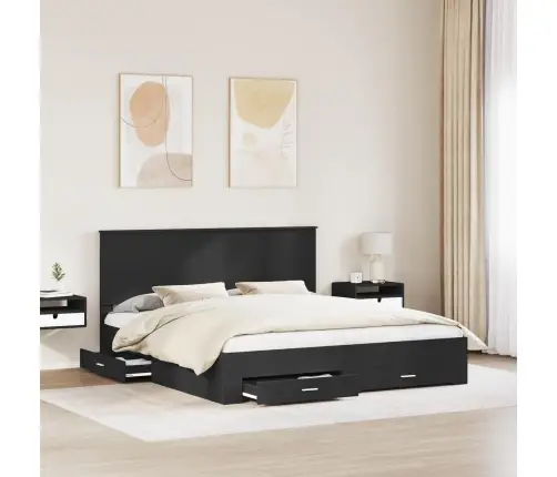 Gultas Rāmis Melns Un Sudrabains 200 X 200 Cm Inženierijas Koks Vidaxl