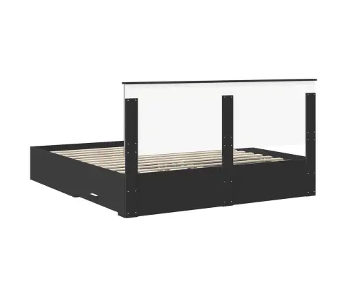 Gultas Rāmis Melns Un Sudrabains 200 X 200 Cm Inženierijas Koks Vidaxl