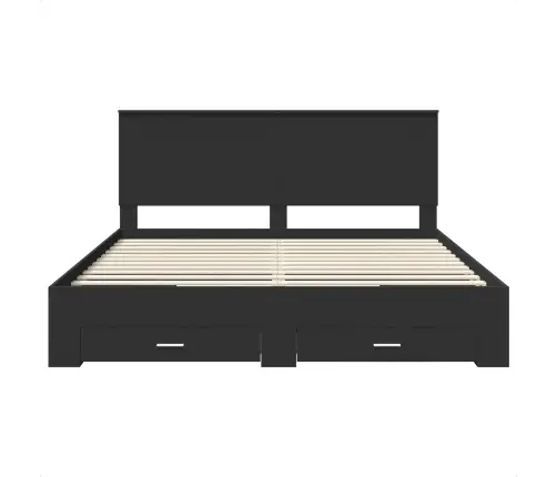 Gultas Rāmis Melns Un Sudrabains 200 X 200 Cm Inženierijas Koks Vidaxl