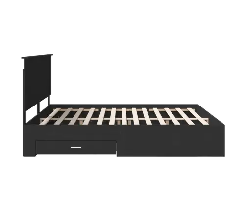 Gultas Rāmis Melns Un Sudrabains 200 X 200 Cm Inženierijas Koks Vidaxl