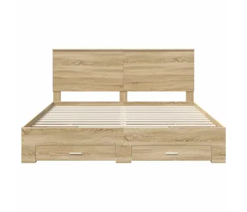 Gultas Rāmis Sonoma Ozols 200 X 200 Cm Inženierijas Koks Vidaxl