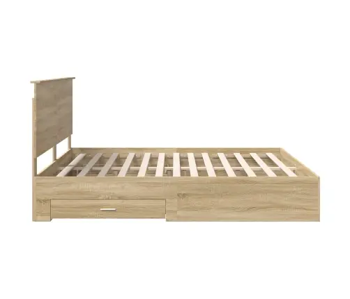 Gultas Rāmis Sonoma Ozols 200 X 200 Cm Inženierijas Koks Vidaxl